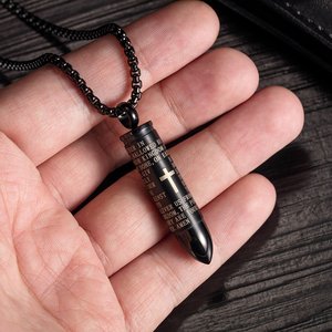 Hipérbole creativa grabado Taper Bullet colgante <span class=keywords><strong>de</strong></span> acero inoxidable urna <span class=keywords><strong>cenizas</strong></span> collar Cruz señores oración cremación ceniza collar - Product Image 4