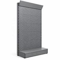 Étagère gondole grise foncée pour supermarché, présentoir robuste simple face pour magasin de détail, épicerie, structure métallique