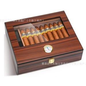 กล่องซิการ์ไม้ทรงสี่เหลี่ยมพร้อมเทอร์โมมิเตอร์สำหรับผู้ชาย - Product Image 1