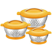 Processus différent prix personnalisés luxe 3 pièces/ensemble isolé en acier inoxydable hot pot chauffe-aliments casserole conteneur