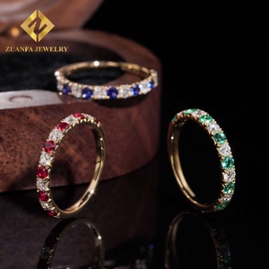Anillo de media eternidad con pavé de moda, oro macizo de 10K, anillo apilable con diamantes cultivados en laboratorio NGIC, joyería fina para boda de mujer - Product Image 1