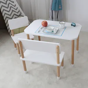 โต๊ะและเก้าอี้สำหรับเด็กปรับความสูงได้โต๊ะสำหรับเด็กกิจกรรมสองชั้นสีขาว