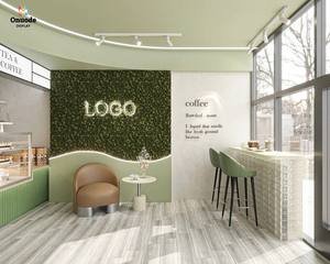 Mostrador de Café Moderno con Iluminación LED, MDF y Acero Inoxidable, Diseño Ecológico Personalizable, Reciclable y Duradero para Salas de Exhibición - Product Image 3