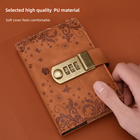 Carnet A7 personnalisé 2026 avec logo en relief, rose, bleu, marron, avec serrure à code, journal secret, agenda quotidien, journal de gratitude, en cuir PU