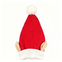 Bonnet épais et chaud à rayures rouges et vertes, chapeau de fête pour les fêtes de fin d'année, bonnet d'hiver de Noël avec pompon
