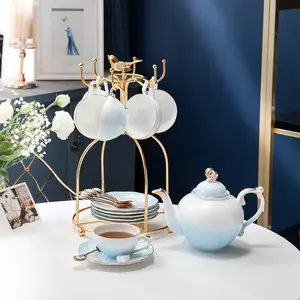 Coffee Cup Tray Plate Dish Ceramic Exquisite European Afternoon Tea Set Bone China Drinkware