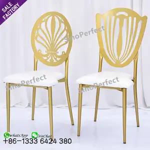 优质金属金色金属白色坐垫蒂芙尼装饰椅子可堆叠婚礼
