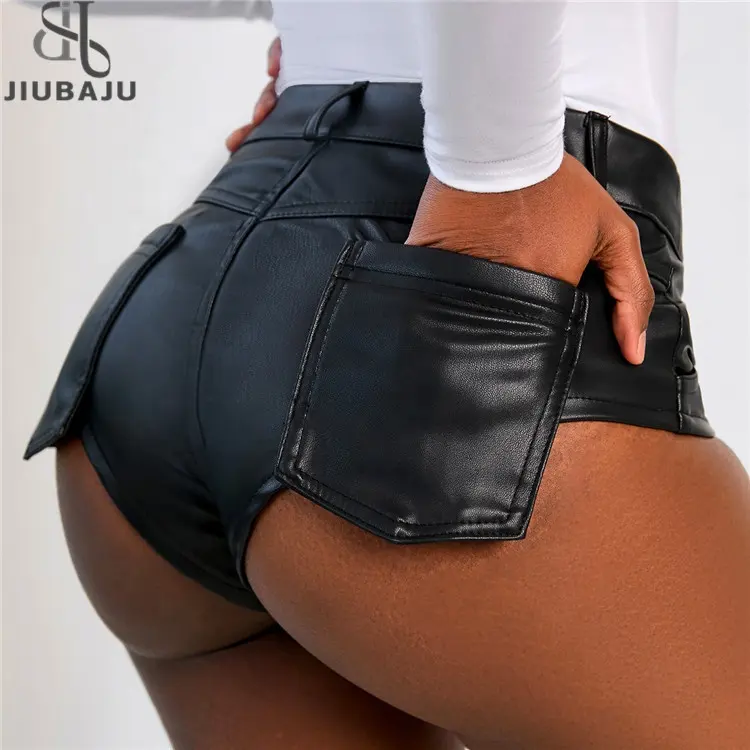Hight Waist Stretch PU Leather Mini Shorts Sexy Bodycon Short Pants for Women Streetwear Club Summer 2023 Black Shorts