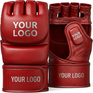 Custom Leather MMA Boxing Grappling Gloves Professional <b>Open</b> Finger Training Fight Gloves with Hand Grips OEM Manufacturer - Product Image 4
