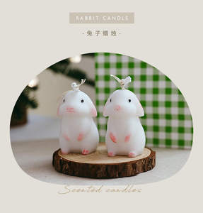 FLORESCENCE hecho a mano encantador conejo de orejas caídas perfumado velas de <span class=keywords><strong>cera</strong></span> de soja hermosa boda cumpleaños decoración - Product Image 4