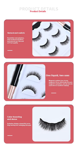 Ensemble de <span class=keywords><strong>faux</strong></span> cils magnétiques multicouches confortables et doux de haute qualité en gros, trois paires, avec recourbe-cils et eye-liner liquide - Product Image 6