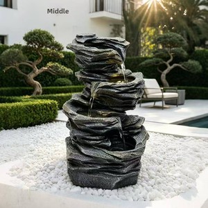 Fontaine solaire de style européen, élément aquatique à circulation d'eau, design pierre simulée, pour <span class=keywords><strong>jardin</strong></span> et cour extérieurs - Product Image 3