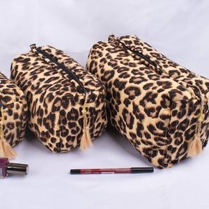 Durable Eco-Friendly Leopard Print Custom Travel Quilted Cotton Cosmetic Bags Makeup for Organizer Tassel Zipper <b>Storage</b> - Product Image 2