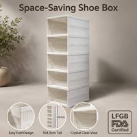 Yunuoxi Boîte à chaussures pliable à 6 niveaux, 34,5 cm de large, 104,5 cm de hauteur, en plastique, empilable, organisateur de rangement, vente en gros pour l'entrée de la maison