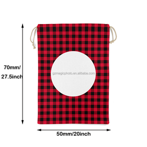 20*27.5 Inch Sublimation Santa Sacks <strong>Christmas</strong> <strong>Buffalo</strong> <strong>Plaid</strong> Santa Bag With Drawstring - Product Image 4