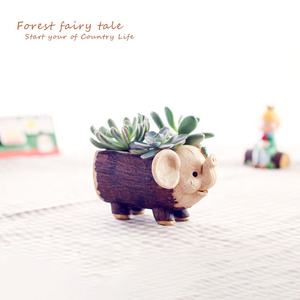 Personnalisé Unique Design Personnalité Créative Beaux Animaux Vintage Piquet En Bois Bureau Ornement De Bureau Jardin Résine Pots De Fleurs - Product Image 4