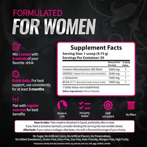 CREATINE BOOST para Mujeres – 5g de Creatina Monohidrato 200 Mesh + 2.5g de Péptidos de Colágeno VERISOL + 1g de L-Glutamina + 1g de BCAA 2:1:1 - Product Image 4