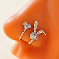 Desain Fashion Gaya Punk Hewan Lucu Perhiasan Anting Hidung Bunga Zirkon