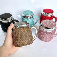 Ins hot Mug bureau tasse en céramique à sables mouvants avec diamant tasse à boisson colorée bouteille en strass bling design client pour filles