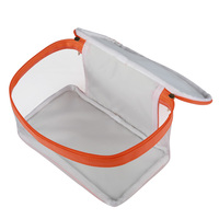 Grande trousse de toilette transparente en PVC - Organisateur de voyage étanche, trousse de maquillage orange personnalisée pour filles