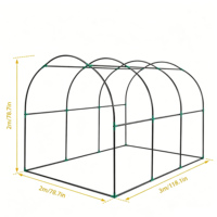 Serre tunnel de jardin robuste et imperméable avec structure en acier thermolaqué, bâche en PE et portes à fermeture éclair enroulables