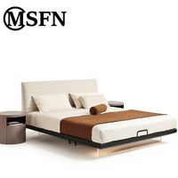 Cama Flotante Minimalista con Tapicería de Tela, Estructura Suspendida Resistente para Dormitorios Modernos, Hoteles, Villas MSFN MB-X30