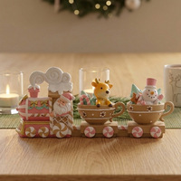Ornement de Noël en résine Macaron : Train, Canne à sucre, Père Noël, Élan, Bonhomme de neige – Décoration de bureau et de maison, Artisanat pour scène festive