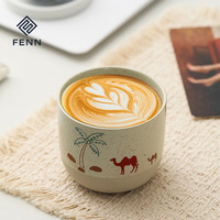 Tasse à café en céramique FENN personnalisée avec logo, 230 ml, finition mate, sans anse, en argile, pour la maison, l'hôtel, cadeau promotionnel