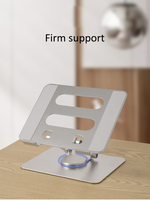 Support de tablette rotatif à 360 degrés avec capacité de rotation de 180 degrés vers le haut et vers le bas, support d'ordinateur portable en alliage d'aluminium durable, base en métal