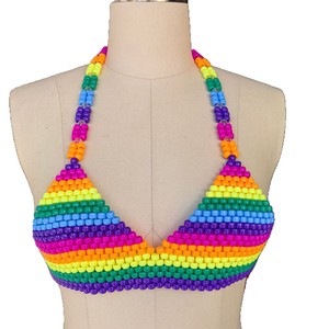 Nouveau Soutien-gorge Kandi perlé arc-en-ciel à motifs pour femmes et enfants, idéal pour les photos de bikini Kandi, les tenues de festival <span class=keywords><strong>Burning</strong></span> <span class=keywords><strong>Man</strong></span> et les tenues Pride - Product Image 1
