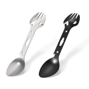DF en Oferta, Cuchara y Tenedor Multifunción Compactos de Acero Inoxidable para Exteriores, Utensilios de Cocina para Camping, Abridor de Botellas y Latas, Llave Inglesa - Product Image 6