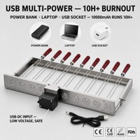 Grille de barbecue rotative automatique avec 9 brochettes en U en acier inoxydable, alimentation USB, vitesse réglable, pour extérieur