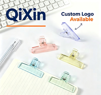 Pince à documents transparente en acrylique avec logo personnalisé, couleur macaron, 7,5x4,7cm, grand porte-documents, pinces à billets, papeterie de bureau Qixin