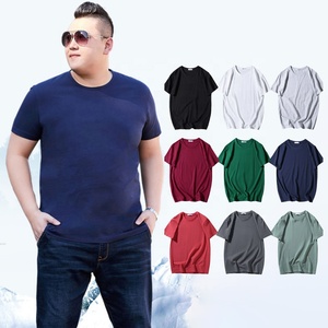 T-shirts respirants pour hommes grandes tailles 100% coton, hauts d'été 12XL, t-shirts unis surdimensionnés à manches courtes - Product Image 1