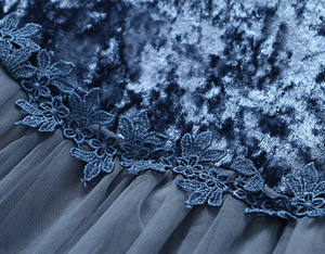 Robe en velours à manches longues pour filles, mode printemps, robe en tulle et dentelle pour jolies princesses, de haute qualité - Product Image 2