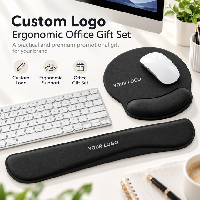 Custom Ergonomic Mouse Pad with Wrist Rest Plastic Mouse Mat Silk Screen Logo Promotional Business Gift