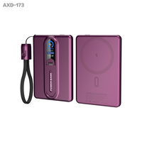 Kabel Lanyard Nirkabel 2-in-1 Magnetik Logam Ultra Tipis Pengisian Cepat 22.5W Layar Digital Bank Daya 5000mAh 10000mAh Tipe-C