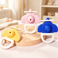 FAD Jouet de dentition multifonctionnel en silicone souple pour bébé, forme avion, 6-12 mois, avec fonction rotative, option logo personnalisé