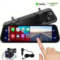 Caméra de tableau de bord XZH 9,66 pouces 4K à double objectif, rétroviseur avec projection Android CarPlay, écran tactile IPS, vision nocturne avant et arrière, DVR