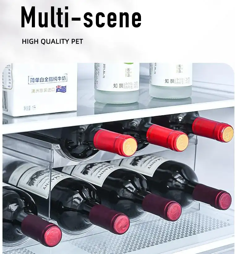 4er Pack freistehender stapelbarer Kunststoff Wein regal Wasser flasche Organizer für Küchen kühlschrank