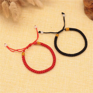 งานจัดแสดงสินค้ากีฬาสร้อยข้อมือนำโชคกำไลข้อมือสีดำแดงนำโชคกำไลข้อมือเชือกถักแฮนด์เมด - Product Image 3