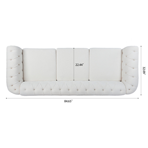 Sofá Moderno de Terciopelo Blanco de 2 Plazas, Convertible y Extensible, Estilo Dune Relajante para Apartamentos, Hoteles y Salones - Product Image 6