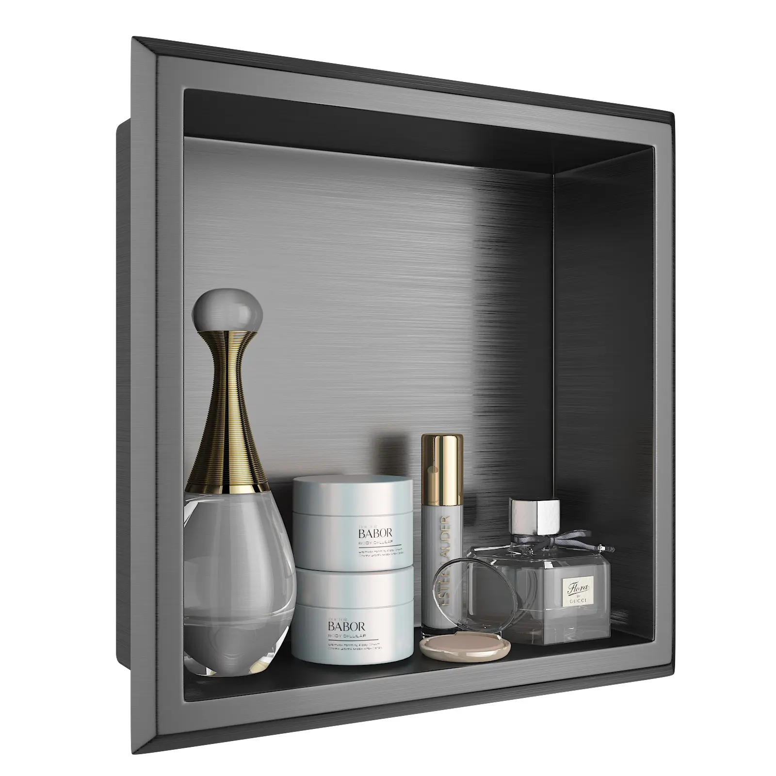 Bathroom black 304 stainless steel waterproof recess shower niches shelf Metal wall
