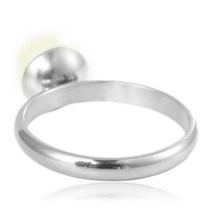 Bague Yunnique en Acier Inoxydable avec Perle et Sertissage Blanc, Bijou Géométrique en Forme de Boule pour Femme, Usage Quotidien, Origine Dongguan - Product Image 3