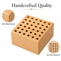 Organisateur et support de rangement pour pinceaux à peinture à 36 trous, bloc en bois pour crayons et pinceaux