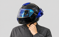 Casque de moto intégral Zoom-Lon Classic ECE Standard pour homme avec protections d'oreilles amovibles et lavables, visière, matériau ABS, tailles XS-XXL