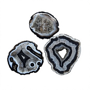 จี้หินอาเกตสีดำธรรมชาติคุณภาพสูง FAIJAN GEMS รูปทรงไม่สม่ำเสมอ ขัดเงาสีขาว สำหรับงานฝีมือและเครื่องประดับ - Product Image 1