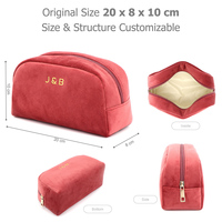 Logo personnalisé fermeture à Glissière Cosmétique Maquillage Trousse De Toilette Pochette Sac Femme Velours Bijoux Peau Peur Maquillage Organisateur Sac D'emballage Cadeau