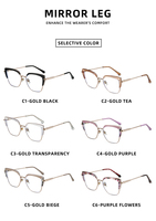 À la mode de couleur mixte femmes oeil de chat pleine jante lunettes cadre plat miroir Anti-lumière bleue lunettes cadres visage forme toute la chine
