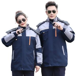 ชุดคลุมทำงานสีเทา-น้ำเงินสำหรับฤดูหนาว ชุดยูนิฟอร์มอุตสาหกรรมสำหรับช่างยนต์ เสื้อผ้าเพื่อความปลอดภัยในการทำงาน - Product Image 3